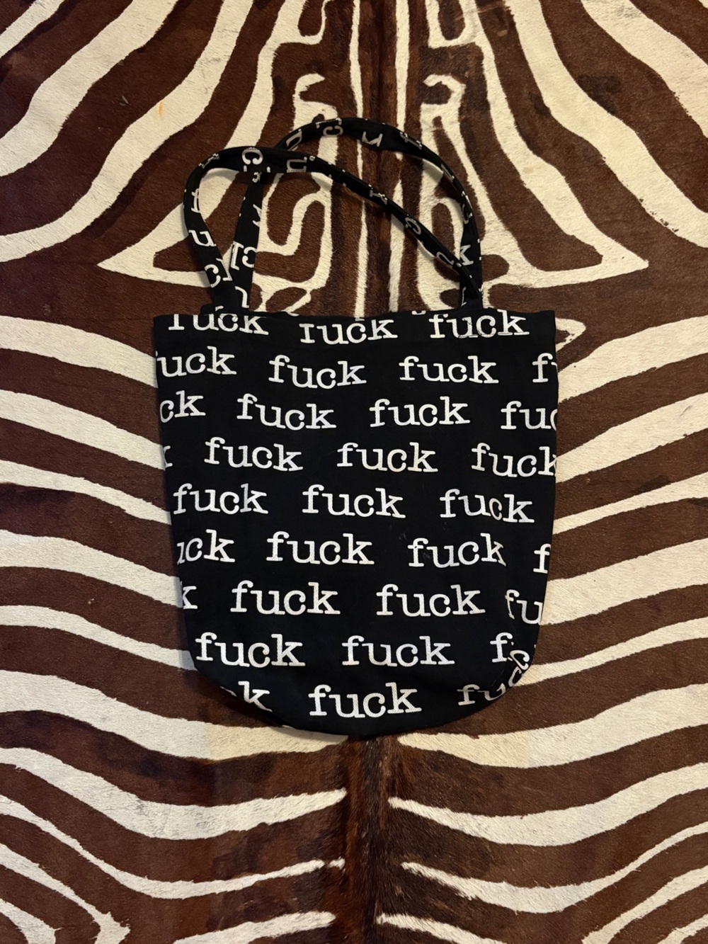 Lip Service Black and White Graphic Text Tote